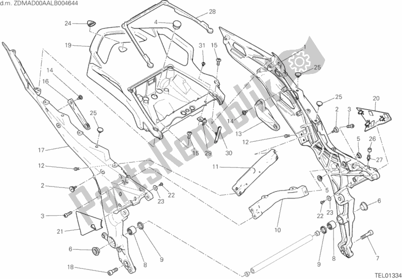 Alle onderdelen voor de 027 - Achterframe Comp. Van de Ducati Multistrada 950 S SW Brasil 2020